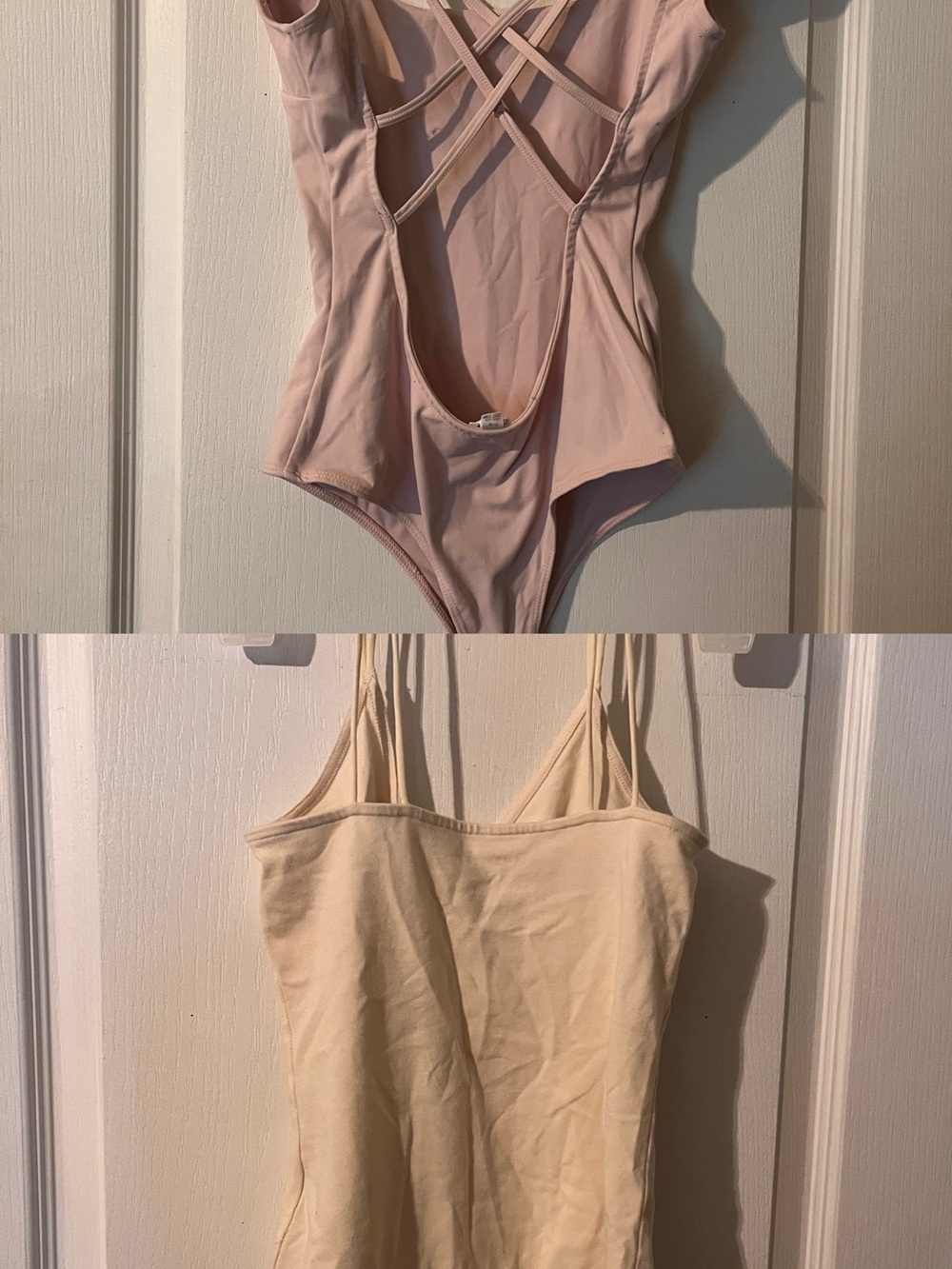Bundle of 2 Bodysuits Garage & American Eagle Pink Backless & Cream Cami